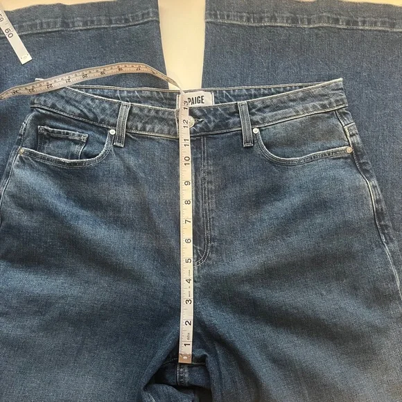 NWT PAIGE Harper Ankle Blue Denim Wide Leg Sz 32 - Picture 3 of 7